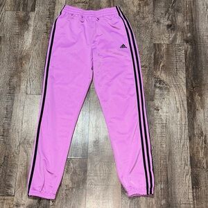 Adidas Kids Purple Joggers with Black Stripes